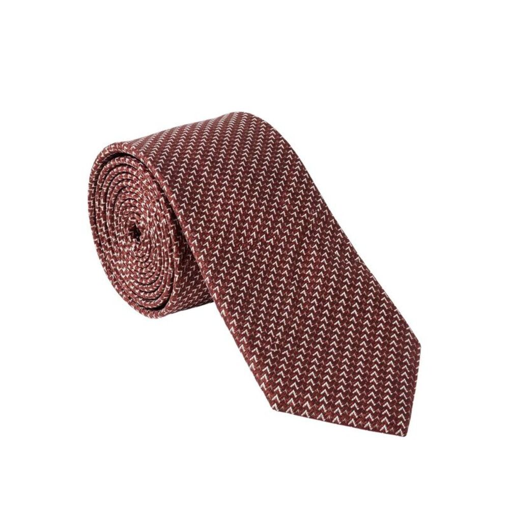 Armani Collezioni Mens Rust Orange Micro Geometric Silk Neck Tie